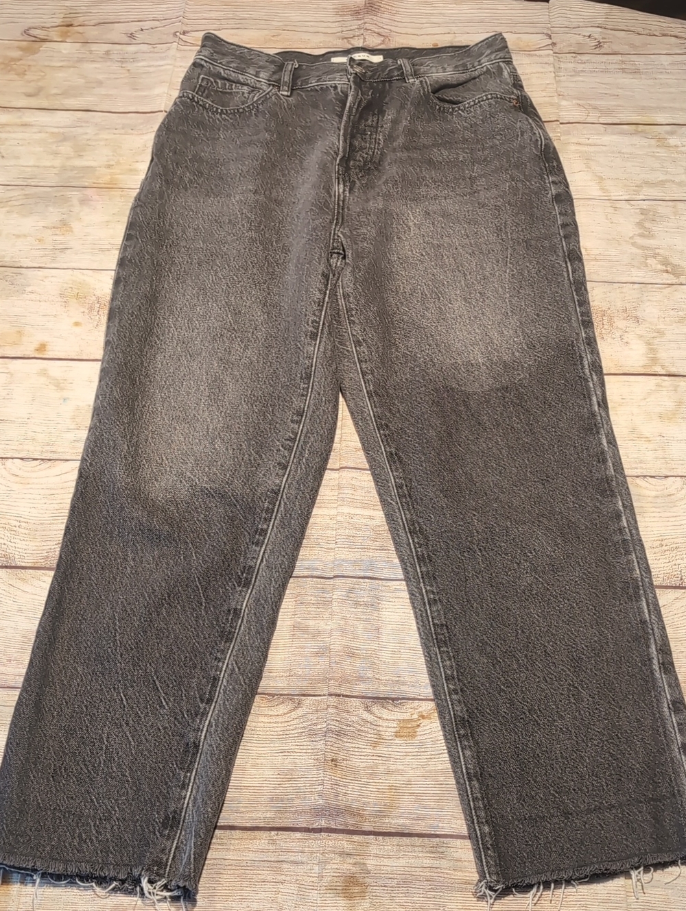 Pacsun Women's Black High Rise Straight Button Front Raw Hem Jeans Size 26